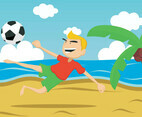 Guy Kick The Ball On The Beach