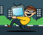 Thief Stealing Television
