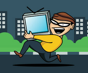 Thief Stealing Television
