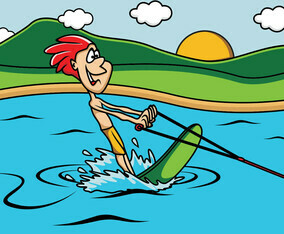 Guy Playing Water Skiing In The Lake