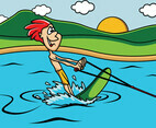 Guy Playing Water Skiing In The Lake