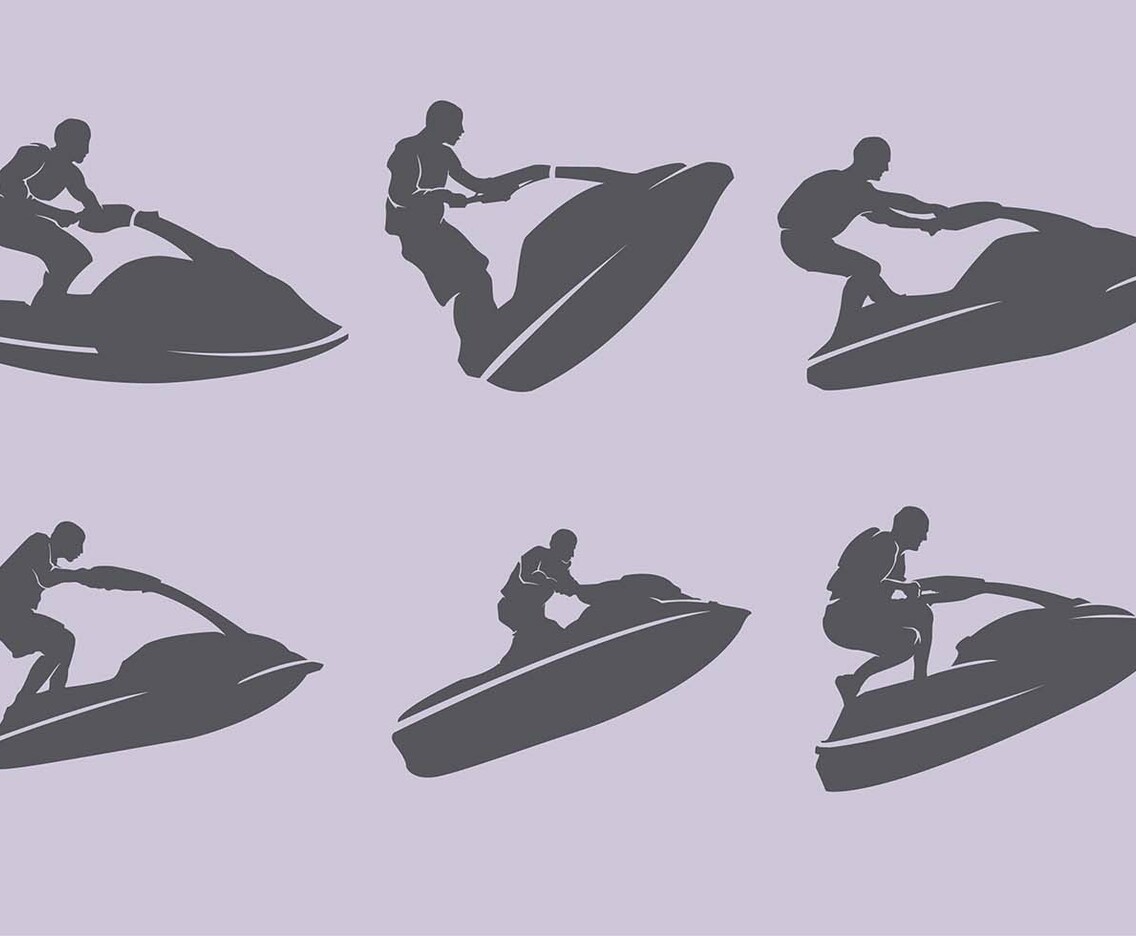 Jet Ski Silhouette set Illustration