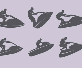 Jet Ski Silhouette set Illustration