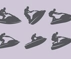 Jet Ski Silhouette set Illustration