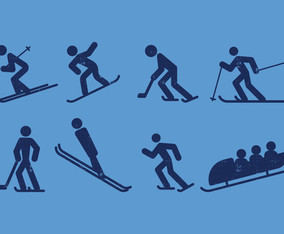 Ski, Skate, Hockey, Snowboarding and Sledding Pictogram Icons