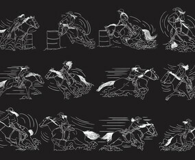 Barrel Racing Illustration Set