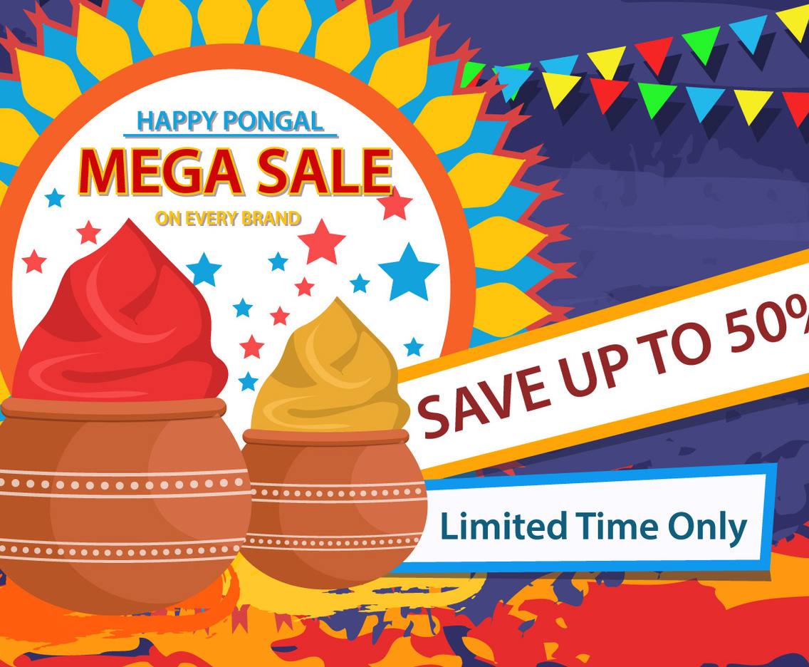 Happy Pongal Sale Flyer Vector