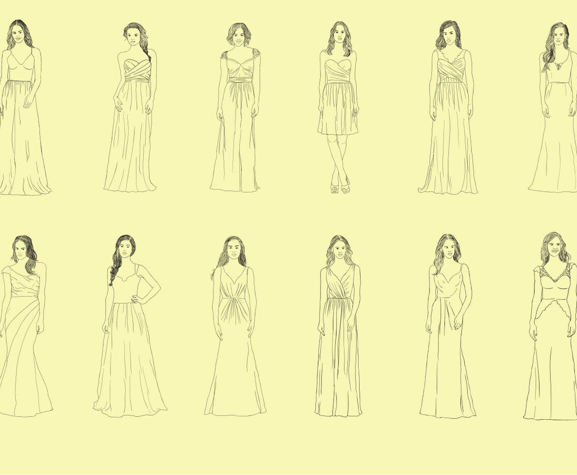 Set Of Bridesmaid Handdrawn