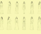 Set Of Bridesmaid Handdrawn