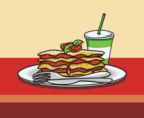 Illustration Of Lasagna On The Plate