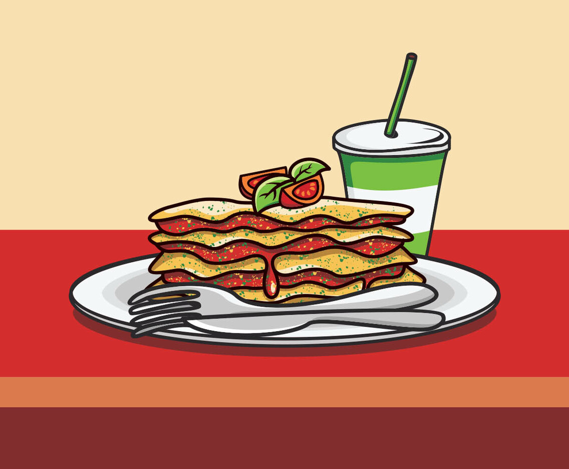 Illustration Of Lasagna On The Plate
