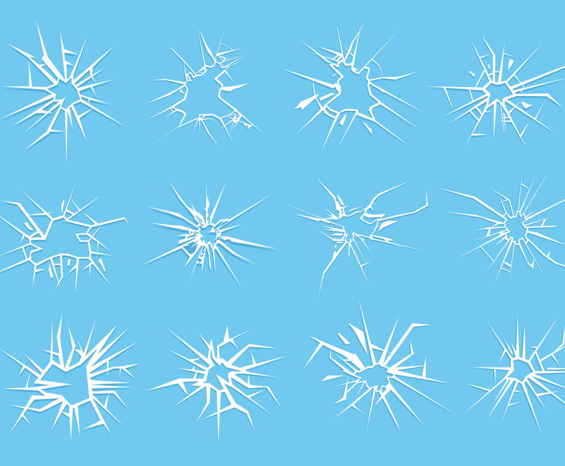 Broken Window In Blue Background