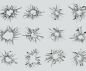 Broken Window In Gray Background