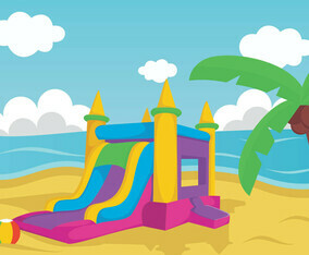 Illustration Of Bouncy Castle On Beach