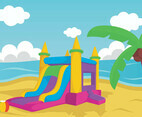 Illustration Of Bouncy Castle On Beach