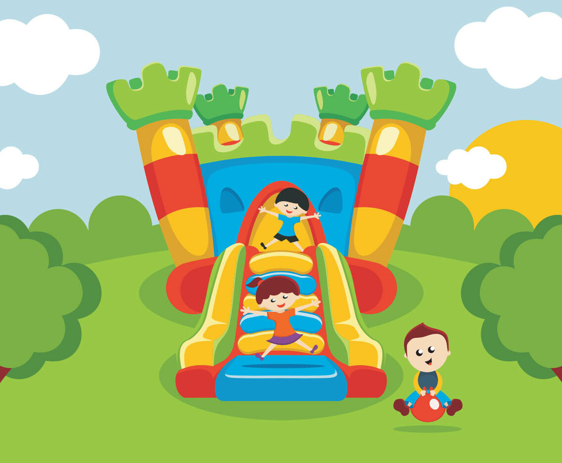 Kids Have Fun On Bounce House