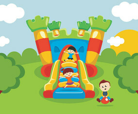 Kids Have Fun On Bounce House