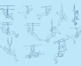 People In Zipline Vectors
