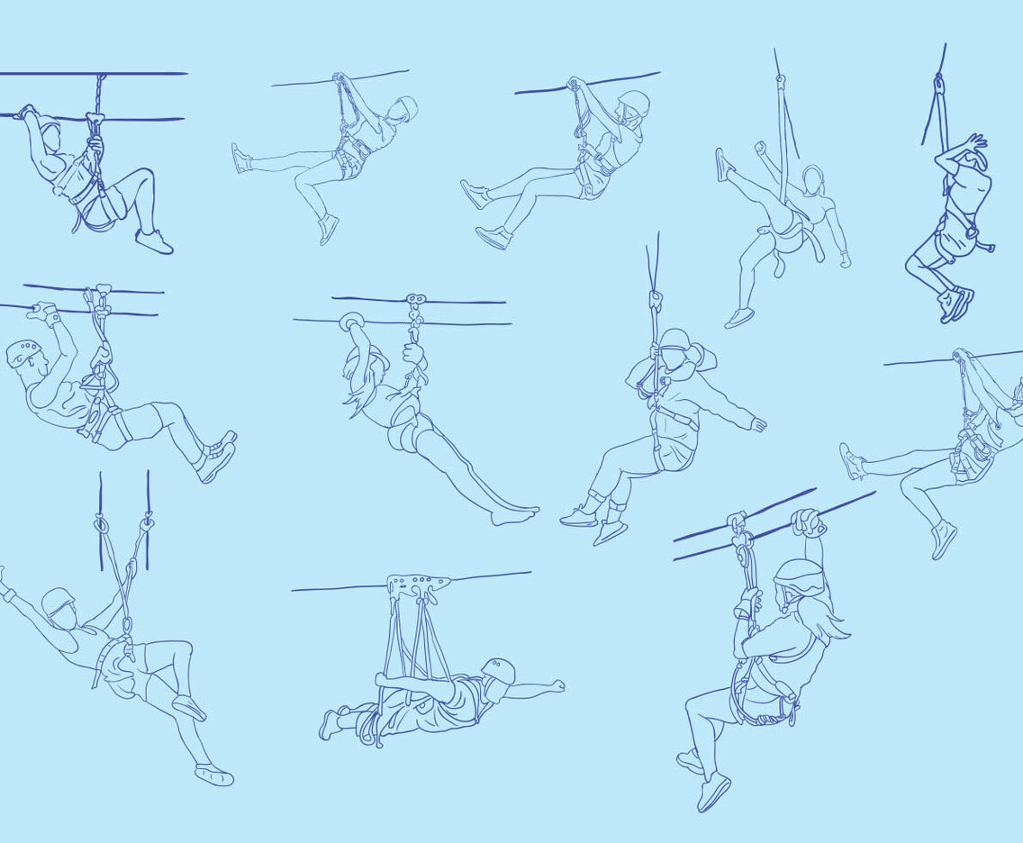 People In Zipline Vectors