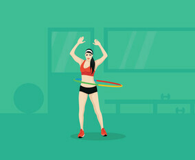 Beautiful Woman Exercising With Hula Hoop