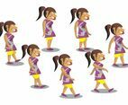 Walk Cycle Girl Vector Design
