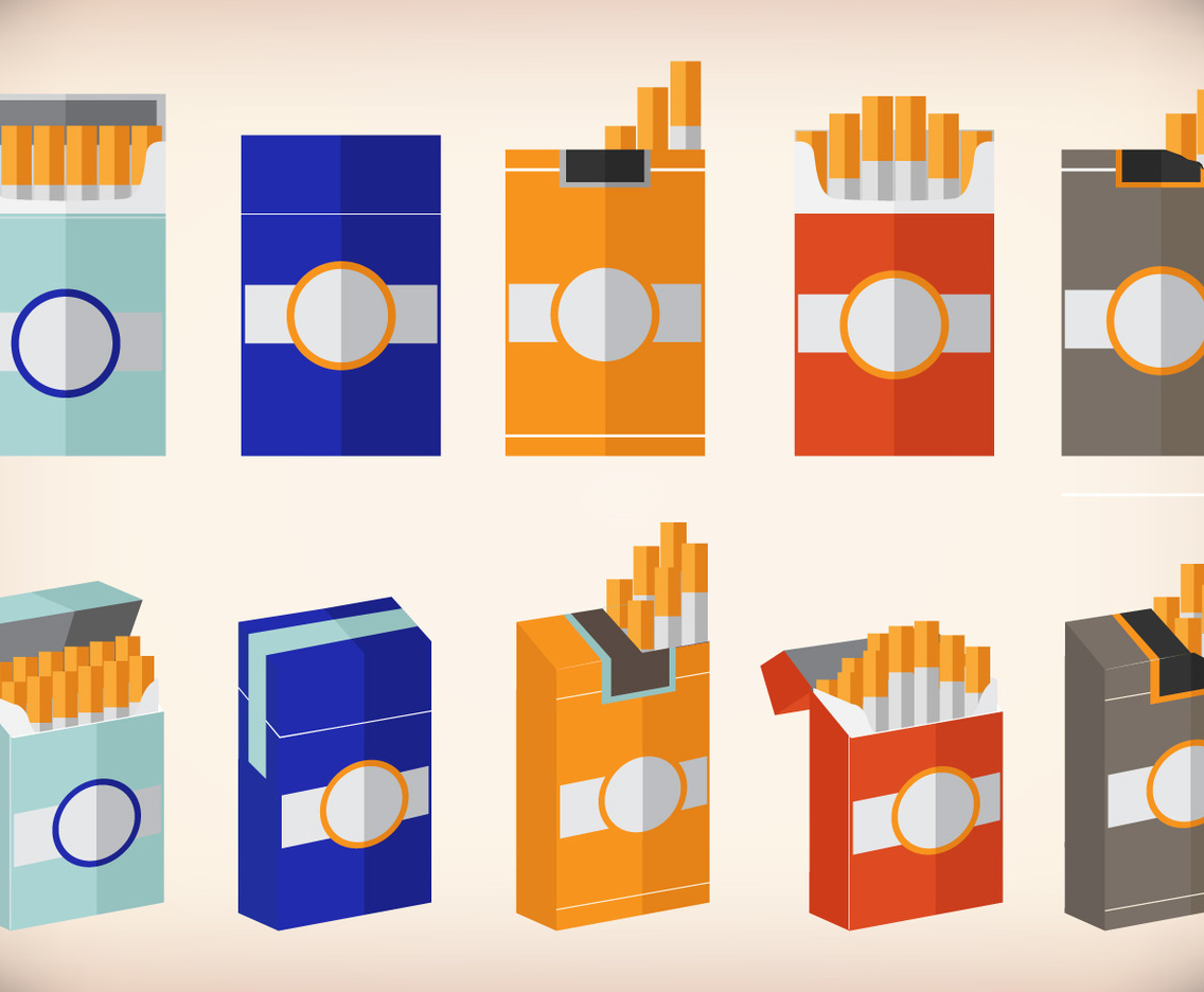 Cigarette pack design flat vector