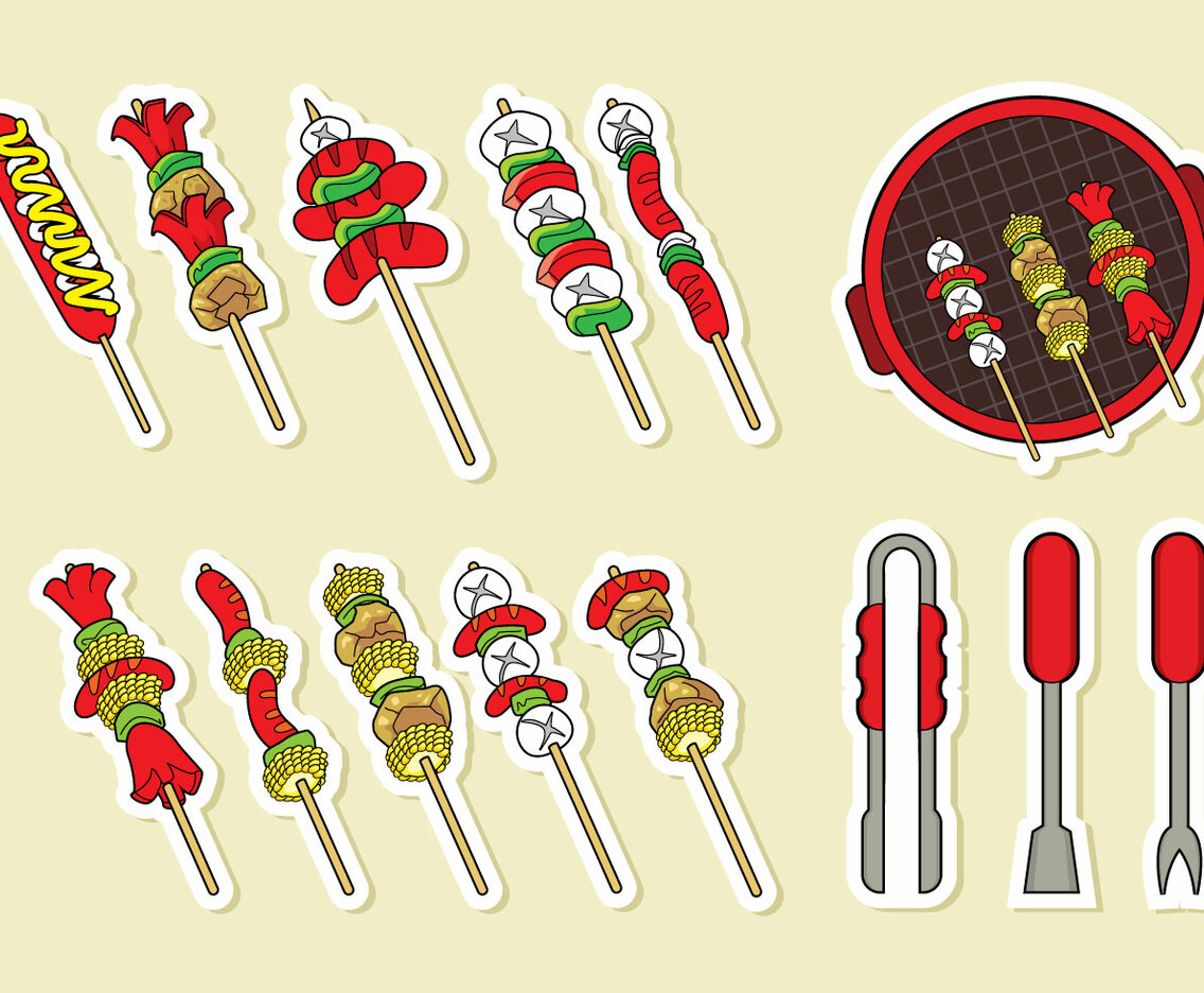 Brochette Skewers Icons Vector