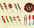 Brochette Skewers Icons Vector