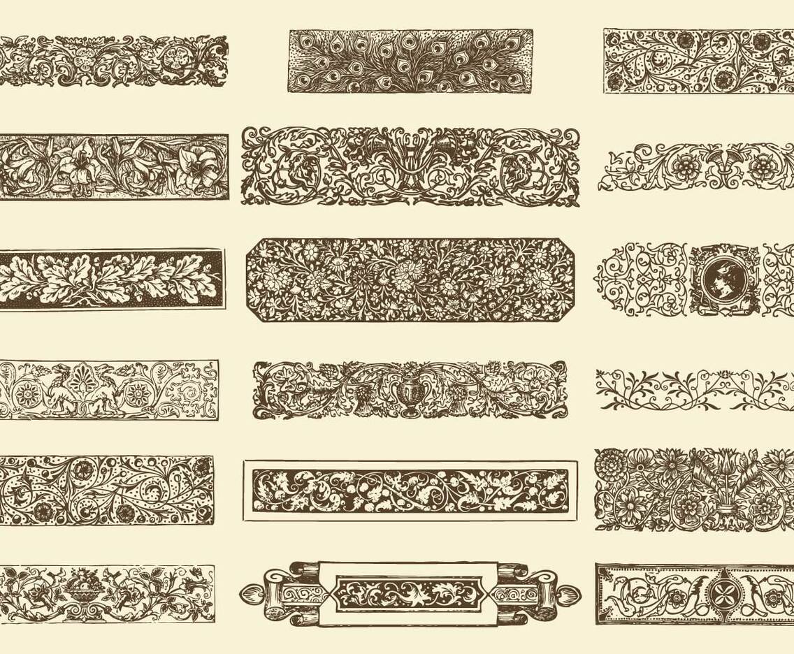 Scrollwork Floral Divider Vectors