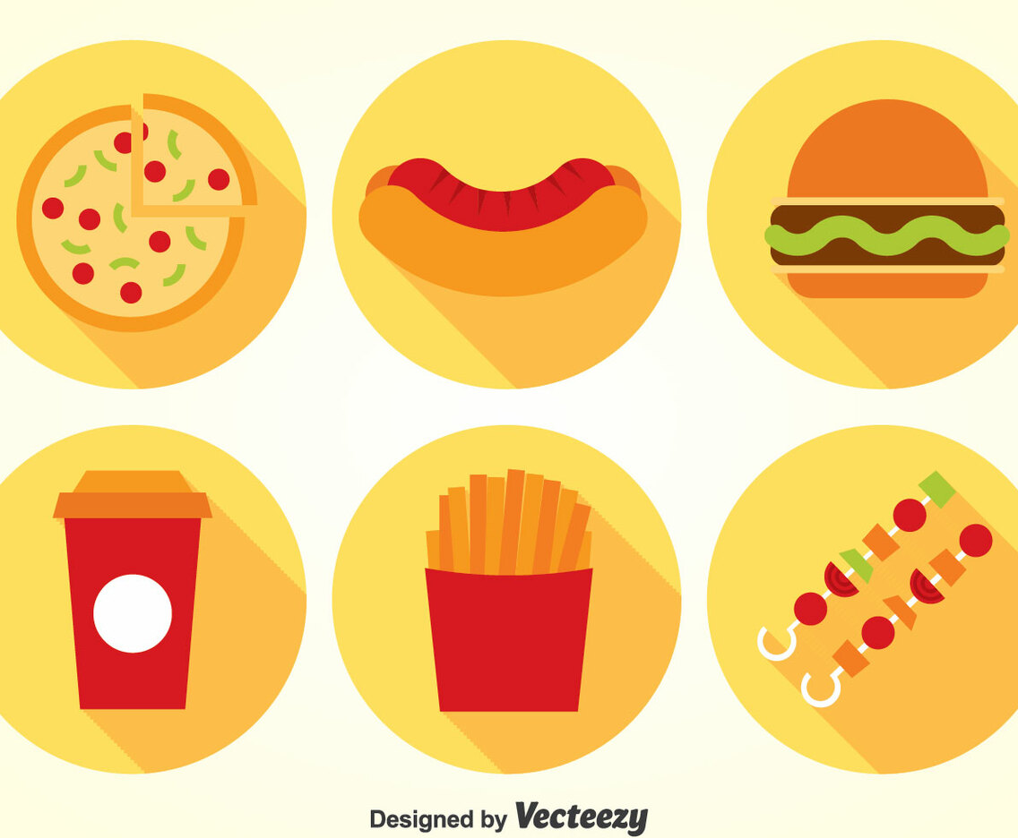 Fast Food Flat Icons Vector
