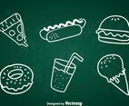 Food Chalk Draw Icons Set