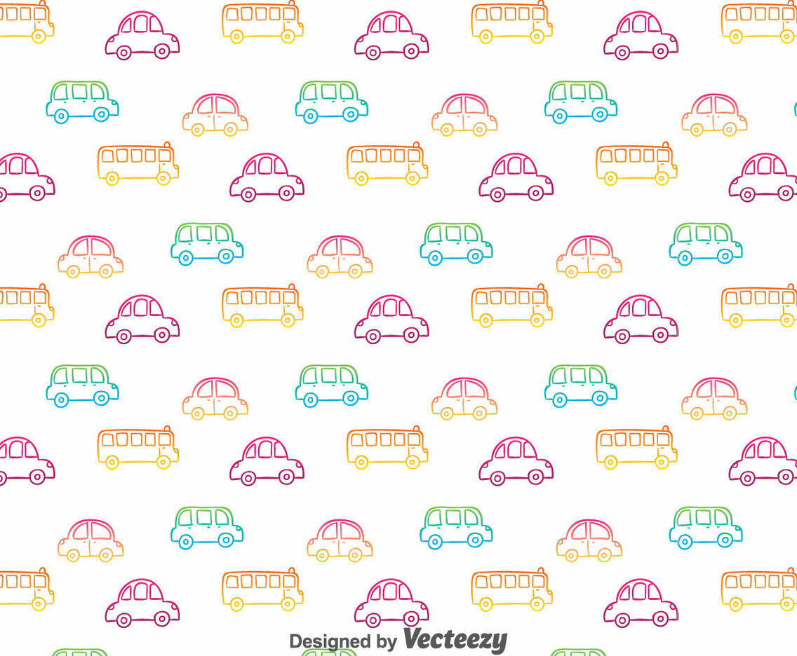 Colorful Hand Drawn Cars Pattern