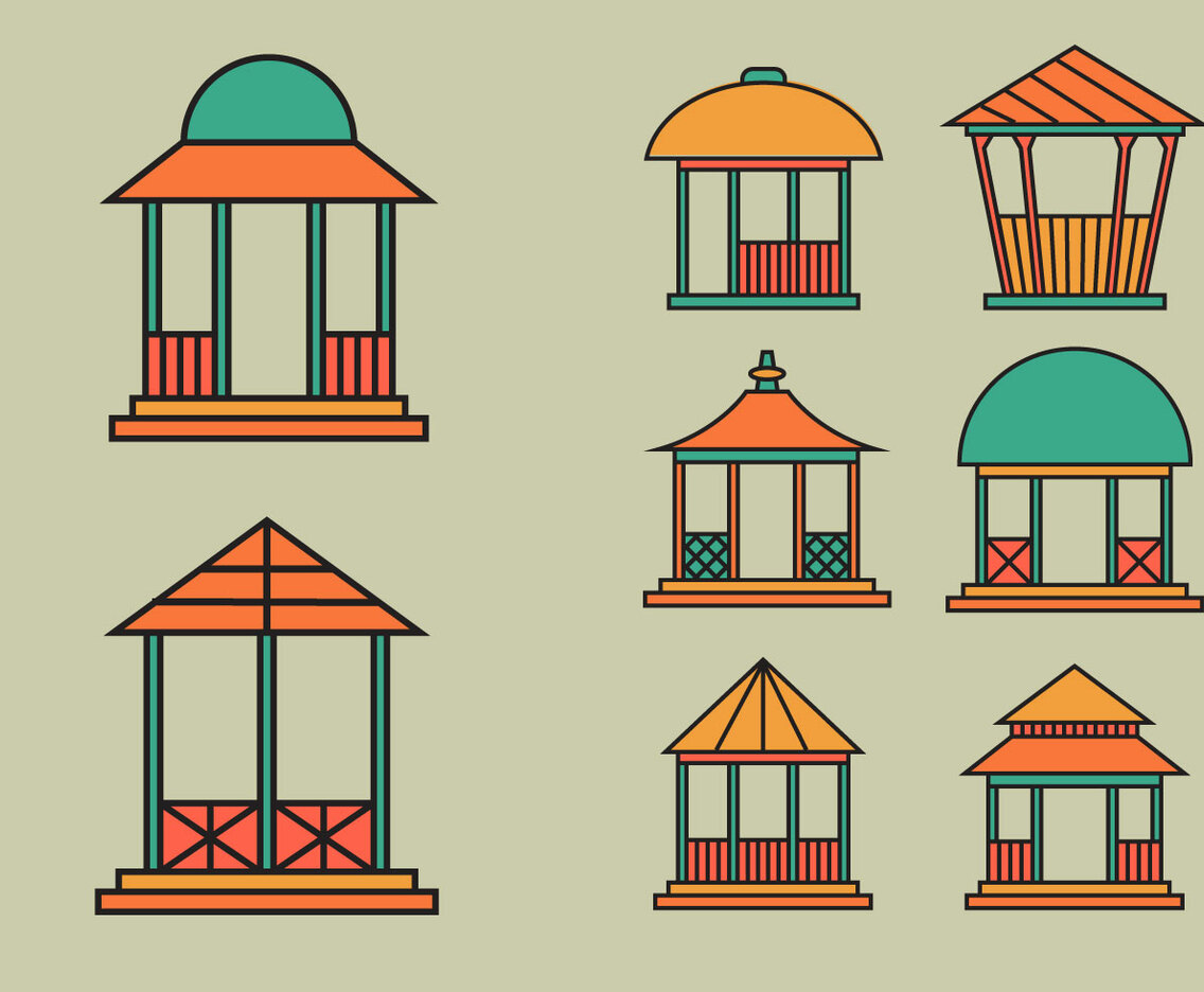 Gazebo icon vector pack