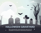 Dark Halloween Graveyard Vector Illustration