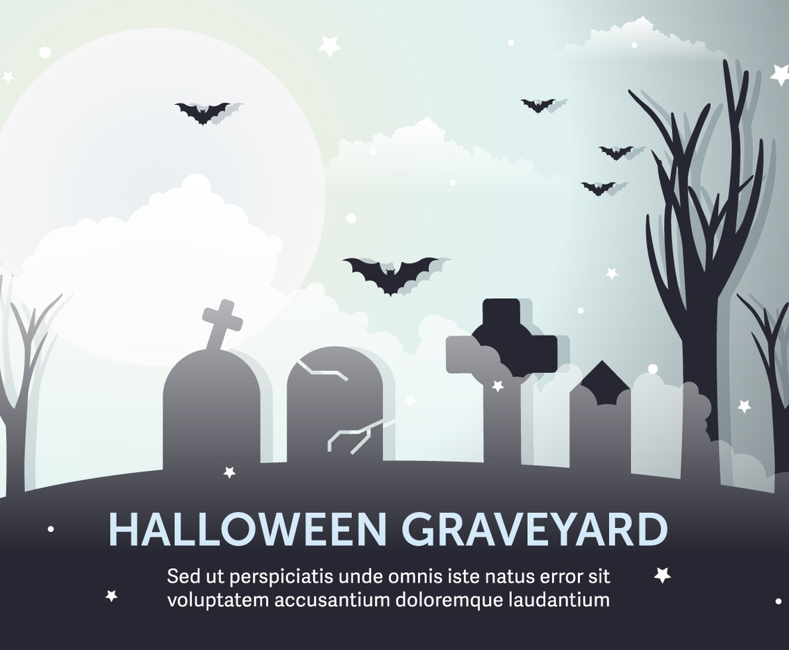 Dark Halloween Graveyard Vector Illustration