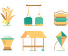 Harvesting Oats Vector Set