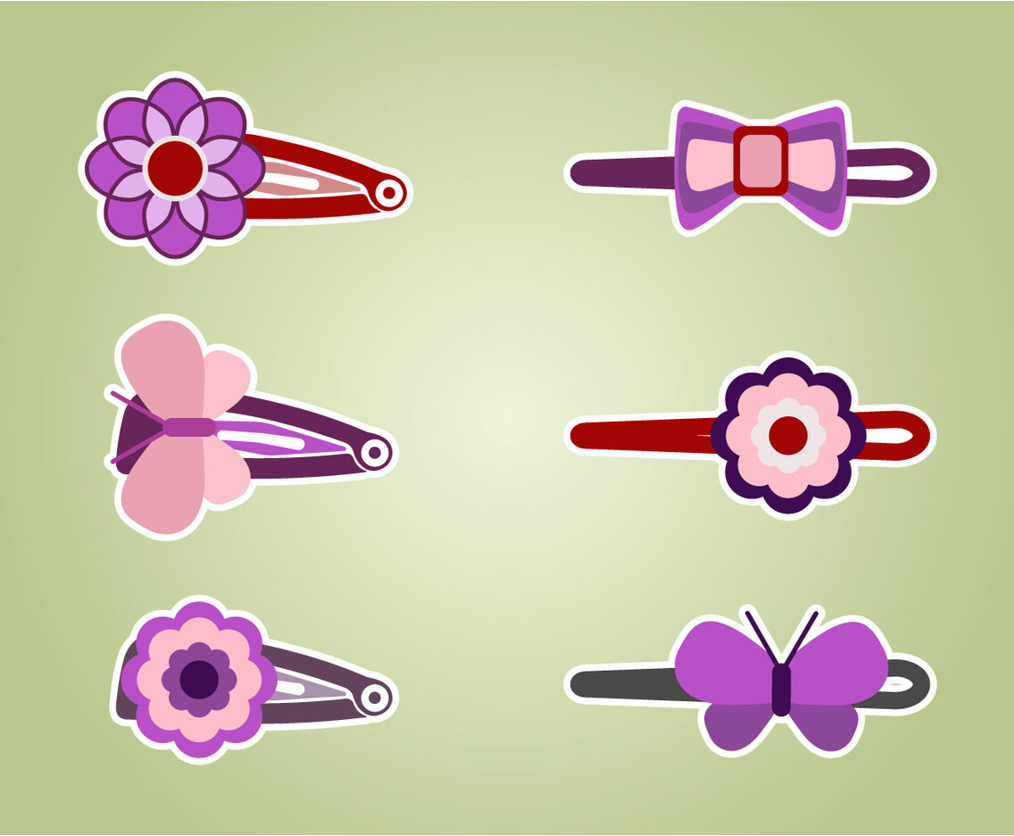 Cute Hair Clips Vector