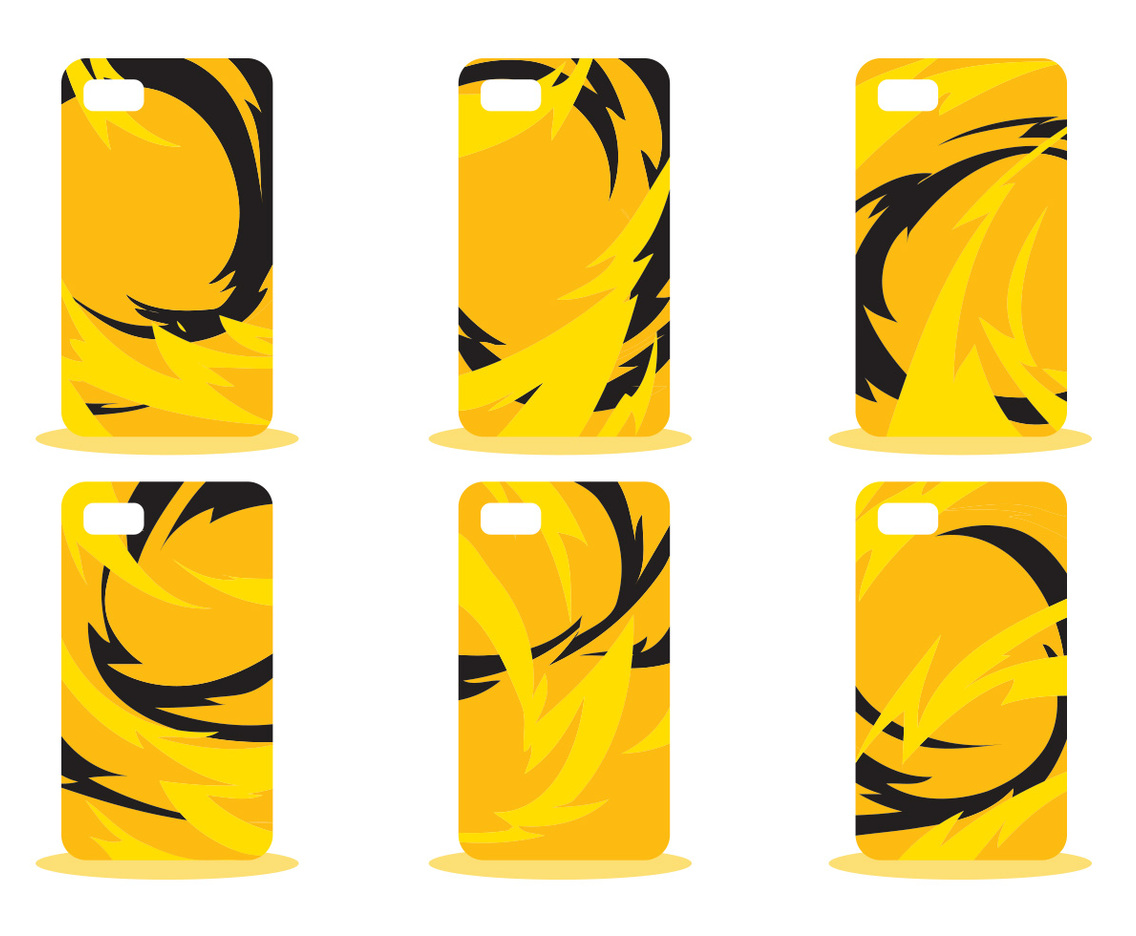 Yellow Abstract Phone Case Pattern Vector Set
