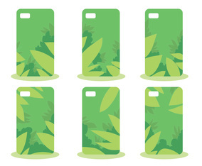 Green Jungle Phone Case Pattern Vector Set