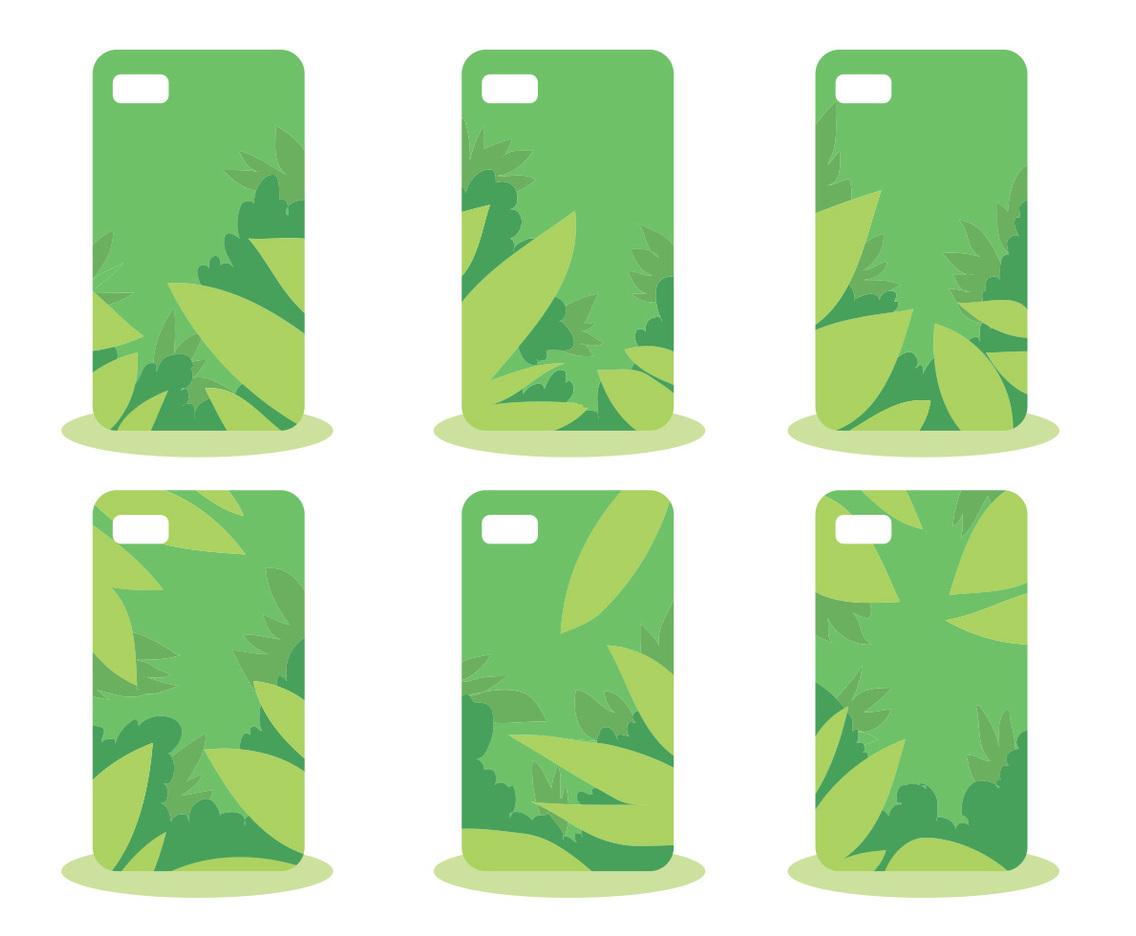 Green Jungle Phone Case Pattern Vector Set