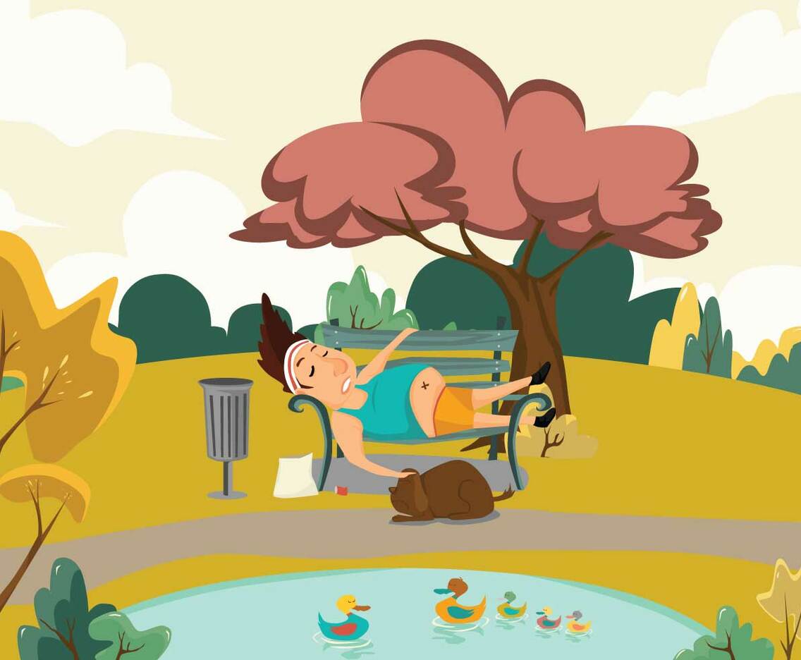 Tired Runner in Park Vector