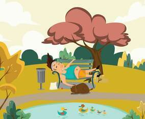 Tired Runner in Park Vector