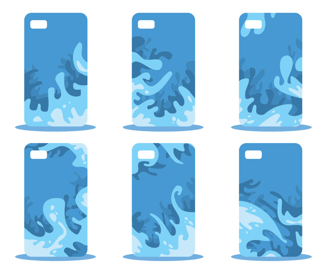 Blue Abstract Phone Case Pattern Vector Set