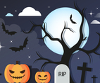Free Halloween Graveyard Vector Background
