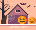 Happy Halloween House Vector Background