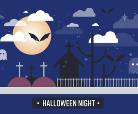 Free Spooky Halloween Night Vector Illustration