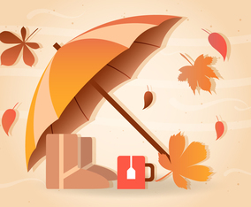 Fall Rain Vector Umbrella