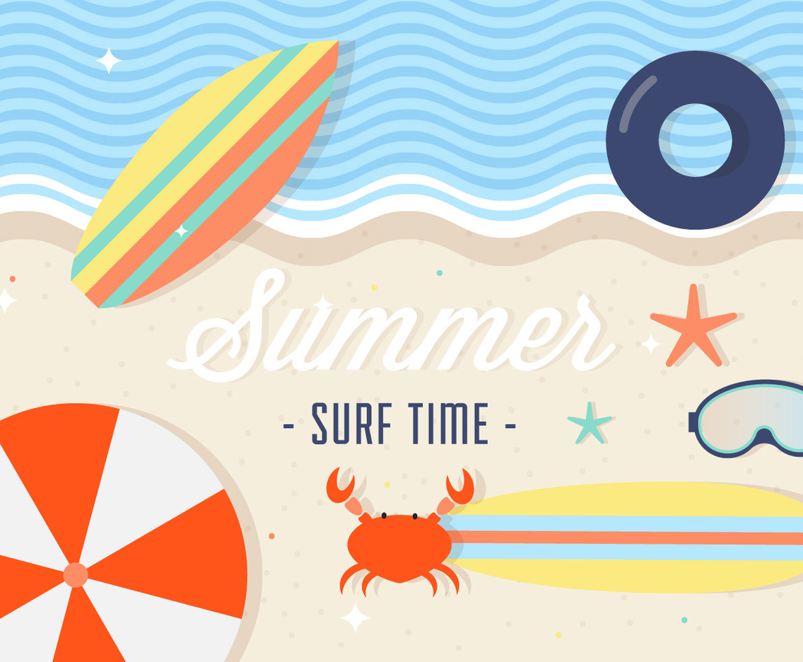 Free Summer Surfing Vector Background