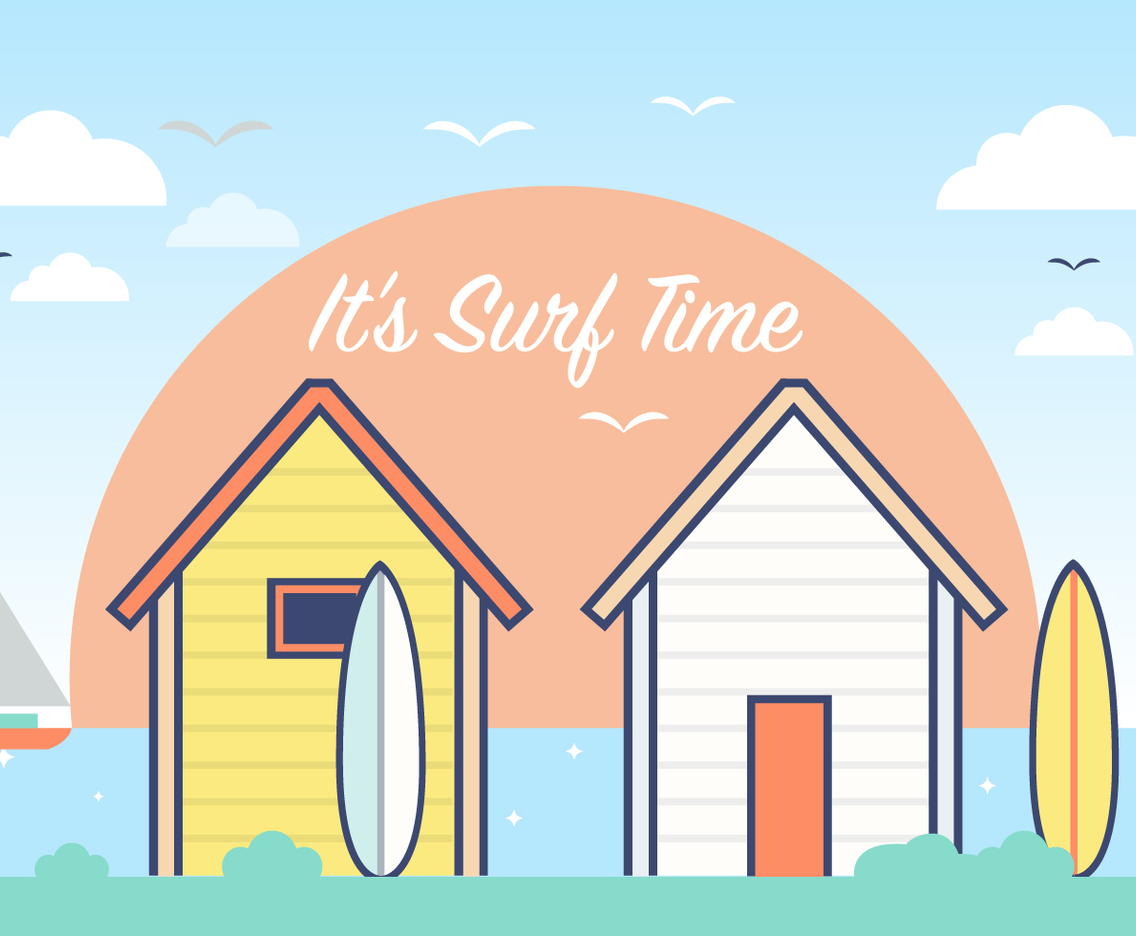 Summer Surf Shack Vector Background