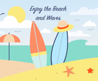 Free Summer Surfing Vector Background